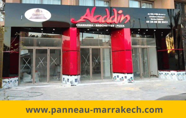 panneau publicitaire marrakech maroc habillage facade magasin alucobond marrakech