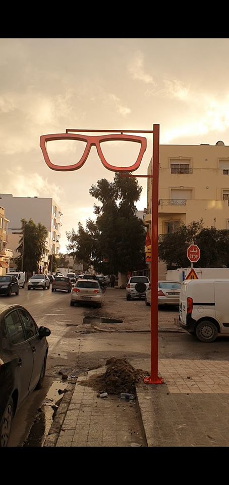 Lunette emboîtées double face éclairage led (RGB )avec socle en béton marrakech