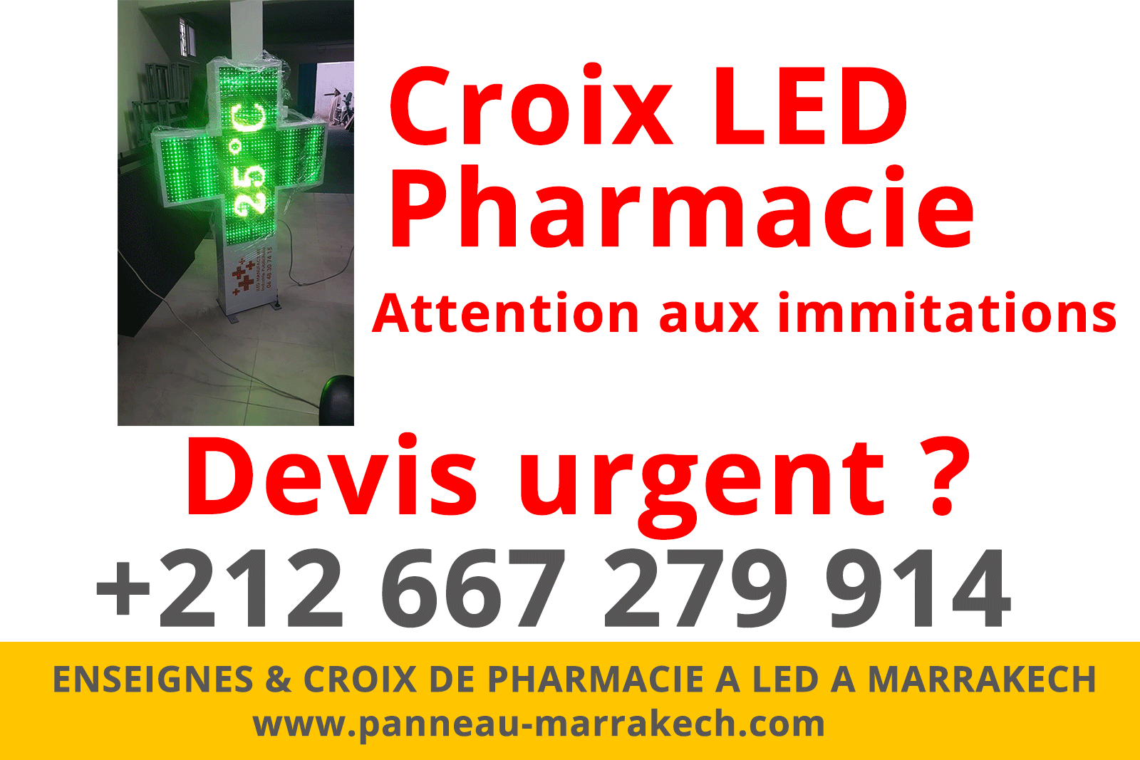 Croix De Pharmacie Lumineuse à LED MARRAKECH