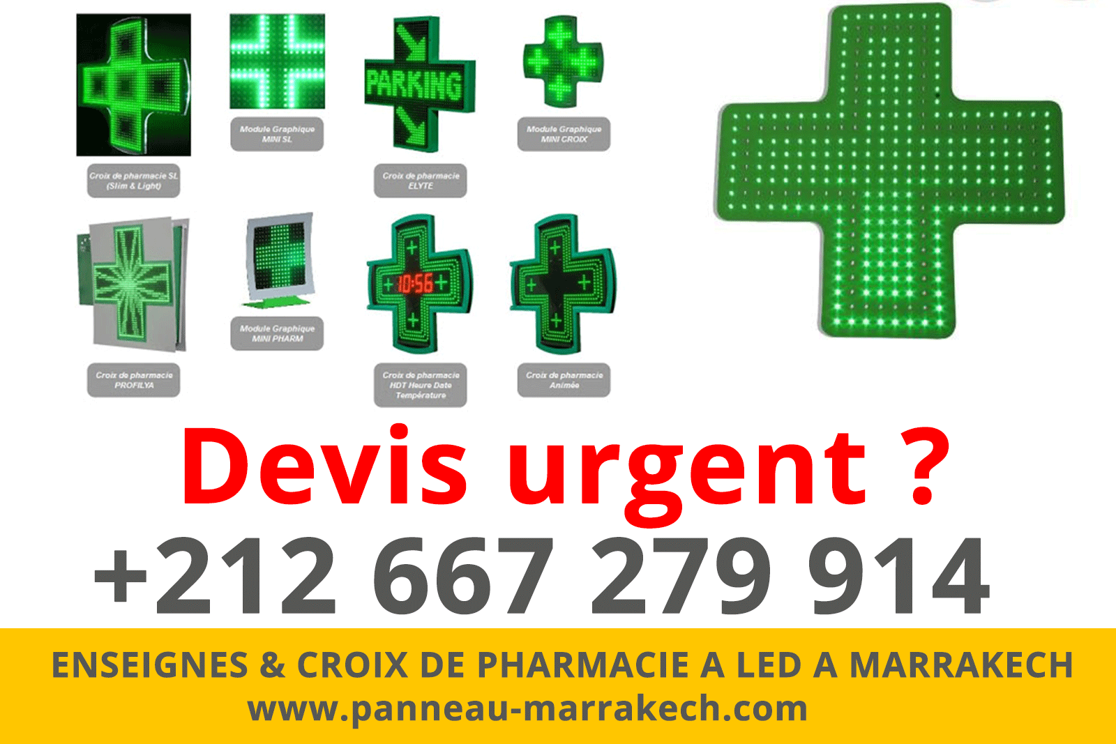 ENSEIGNES & CROIX DE PHARMACIE A LED A MARRAKECH habillage facade pharmacie marrakech